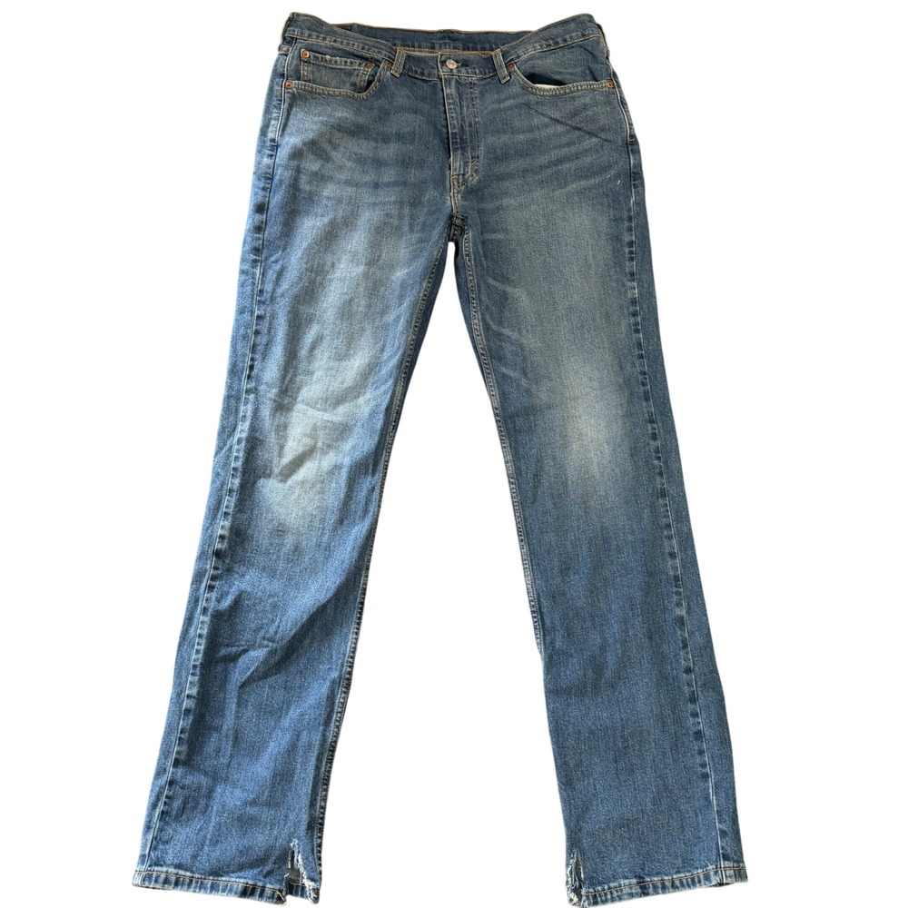 Levis 514 Straight Fit Mens Jeans Blue Denim W36 L34‎ Custom Cowboy Boot Cut Hem